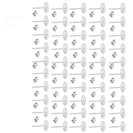 Generic 100X 6mm Silver Stainless Steel Earring Posts Flat Pad Studs with Butterfly Backs for Jewelry Making Findings