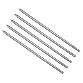 CoCud Phillips Cross Screwdriver Bits, 6mm PH2 200mm Long 1/4" Hex Shank, S2 Magnetic Phillips Drill Bit - (Applications: for Power Impact Driver), 5-Pieces