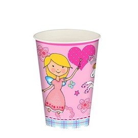 PAPSTAR Children's Party Disposable Tableware Drinking Cups Cardboard 0.2 L Diameter 7 cm 9.7 cm Set Princess Dream Pack of 10