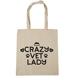 Hippowarehouse Crazy vet lady Tote Shopping Gym Beach Bag 42cm x38cm, 10 litres