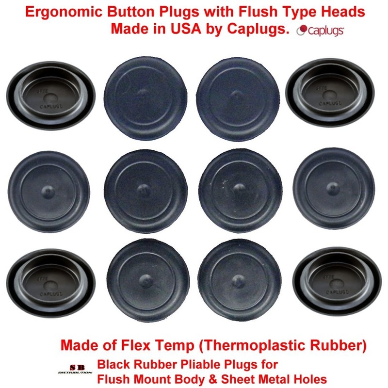 (Pack of 10) 1" - (1.00 inch) Black Rubber Plugs