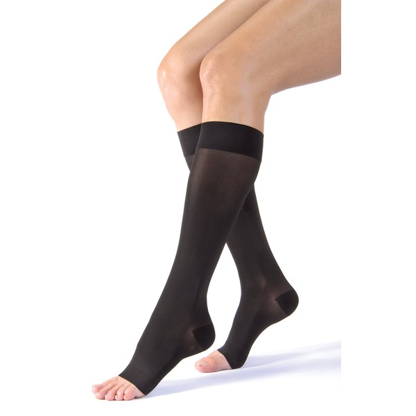 BSN Medical/Jobst 119733 Ultra Sheer Compression Stocking, Knee High, 20-30 mmHg, Open Toe, Classic Black, X-Large, Pair