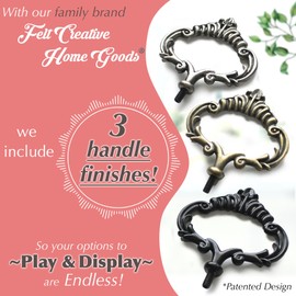 2 Tiered Tray Stand [Includes 3 Changeable Handles] - Rustic Cupcake Stand, Coffee Table Tiered Serving Tray for Kitchen Counter, Stunning Rustic Home Decor, Display Fruits, Plants, Candles (Brown)