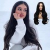 1B Natural Black Long Curly Synthetic Hair Wigs for Women