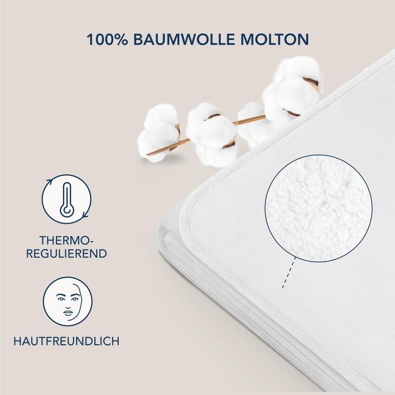 Dreamzie - Molton Mattress Protector 100 x 200 cm 100%