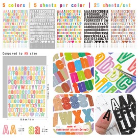 25 Sheets 0.5 Inch Small Letter Alphabet Sticker Sticky Number Symbol Multi-Colored Self Adhesive Waterproof Vinyl for Scrapbooking Journaling Card Making Collaging Planner Arts & Crafts (Virgo)
