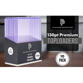 Platinum Protectors 130pt Toploaders Trading Card Protectors (10-Count) - Clear Hard Plastic Top Loader Sleeves for Jersey Patch, Relics, RPA, Autos, etc