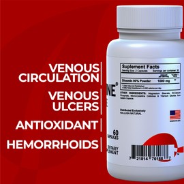 Hallosmine Advance Diosmin 1000mg, Leg Circulation, Heavy Legs, Varicose Veins, Circulatory Supplement, Vein Support & Blood Circulation Supplement - 60 Caps