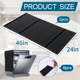 BALAPET 2 Pcs Thick Quilt Dishwasher Sound Insulation, Easy to Secure Dishwasher Insulation Blanket with Hook and Loop Fasteners, Suitable for Household Appliances(24x46IN)