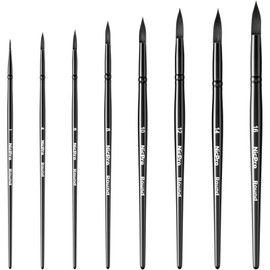 Nicpro 8pcs Watercolour Paint Brushes, Round Pointed Tip Paint Brush Set, Professional Soft Synthetic Squirrel Paint Brushes, Artist Painting Brushes for Watercolour, Inks, Gouache, Acrylic, Oil