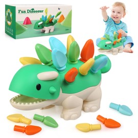 TonStyle Steckspiel ab 1 Jahr, Baby Motorik Spielzeug für Jungen Mädchen, Montessori Spielzeug Baby, Dinosaurier Sensorspielzeug für 18 Monate Sortierspiel Lernspielzeug Geschenk für Kleinkind Kinder
