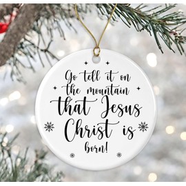 Go Tell It On The Mountain Ornament, Hymn Ornament, Christian Christmas Ornament, Birth of Jesus Ornament, Religious Ornament, Printed on Both Sides