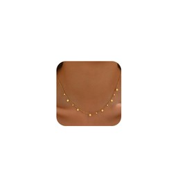 Havopso Gold Chain Necklace for Women 18K Gold Plated Stainless Steel Necklace Dainty Small Round Disc Coin Choker Chains Simple Delicate Minimalist Trendy Jewelry