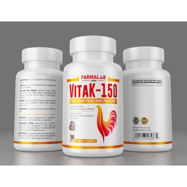 Farmalab VitaK-150 para GALLOS Pollos GALLINAS VitaK 150 Rooster Gamefowl Poultry GalloK Vk-150 ewormx Gallovita B12 B15 Supertron Gallo-K