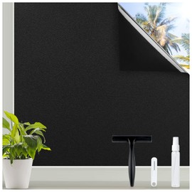 rabbitgoo Blackout Window Privacy Film with Tools Glass Bathroom Static Cling Sun Heat Blocking Light Darkening Removable Coverings for Home Bedroom Door UV Protection Sticker, 23.6 x 78.7 inches
