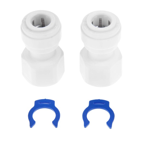 2 Pcs Reverse Osmosis RO Water System Fitting 3/8" Female Thread-3/8" OD Hose Plastic Pipe Quick Connectors