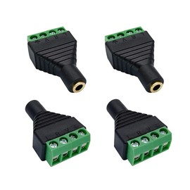Comforty Screw Terminals Gold-Plated 4 Pieces 3.5 mm Adapter Terminal Block 4-Pin for Audio and Speaker