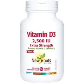 New Roots Vitamin D3 2,500 IU Extra Strength (Capsules), 360 Vegi-Capsules