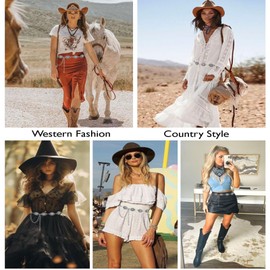 Yuannee Women's Chain Belt, Waist Chain, Western Metal Concho Belt, Silver Chain Belt, Adjustable Chain Belt, Belly Chain, Hip Chain Belt for Women, Girls, Dresses, Jeans