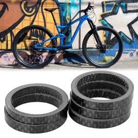 X AUTOHAUX 5pcs Headset Spacer Carbon Fiber Handlebar Stem Spacers Fit 1 1/8 Inch Stem for MTB Mountain Road Bikes Cycling Bicycle 5mm