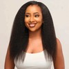 Glueless Half Wig Human Hair with Drawstring Kinky Straight Half