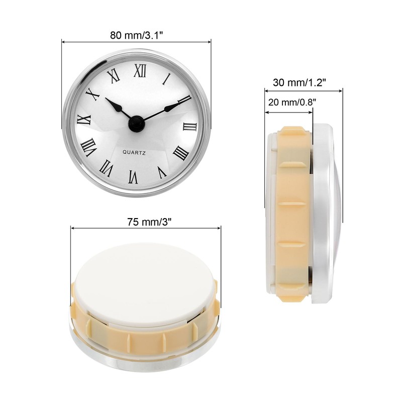 PATIKIL 3.1" 80mm Quartz Clock Insert, Round Quartz Movement Miniature