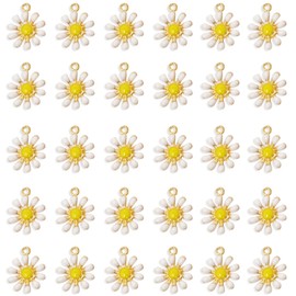 Honbay - 30 colgantes esmaltados con diseño de margarita para hacer joyas o manualidades