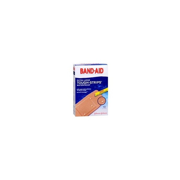 Band-Aid Band-Aid Tough-Strips 100% Waterproof Adhesive Bandages Extra Large, 10 each (Pack of 3) by Band-Aid