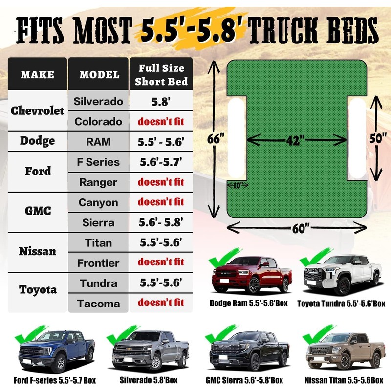 Umbrauto Inflatable Truck Bed Mattress for 5.5-5.8ft Full Size Short,