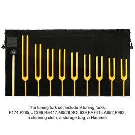 Solfeggio Tuning Forks Set for Healing, 9 Solfeggio Frequencies 174Hz to 963Hz Sound Healing Set for Sound Therapy,Tuning Fork Resonance Teaching, Hearing Tests, Meditation,Yoga, Energy Balancing Tool