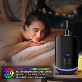 Yofuly Lotion Warmer, Massage Oil Bottle Digital Heater with Atmosphere Light, Portable Electric Cream Heated Dispenser Gua Sha Roller Kit for Spa, Salon and Home Use, Black