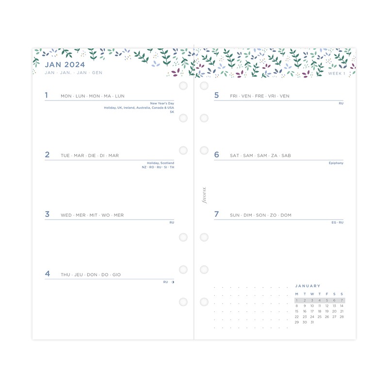 Filofax Personal Garden week to view diary - 2024