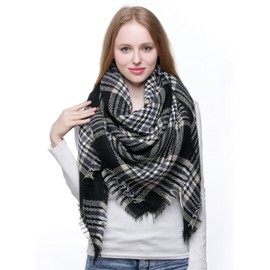 Belle Dame Blanket Scarf for Women Large Square Plaid Checked Tartan Pashmina Shawl Wraps (105-18)