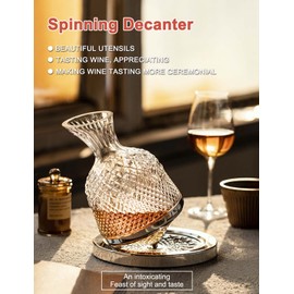 Spinning Wine Decanter, Whisky Decanter, 360°Rotating Red Wine Carafe Decanter, 50oz/1500ml, Thickened Crystal Glass Base, Gift Box Design, Gift for Wine Lovers, Christmas Gifts, Gifts for Men Dad