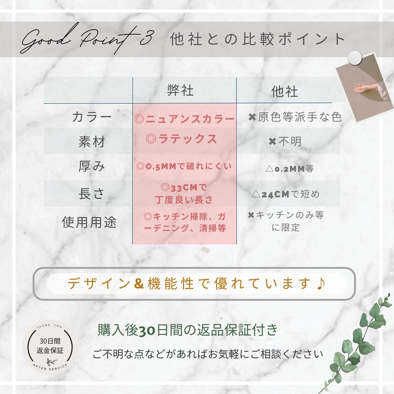 THREETA Rubber Gloves, For Kitchen Work, Long, Thick, Dishwashing, Kitchen