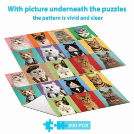 Puzzles for Kids Ages 6-8 8-10 Year Old - Cute Cats, 200 Pieces Jigsaw Puzzles for Kids Ages 10-12, Learning Educational Toys for Boys and Girls