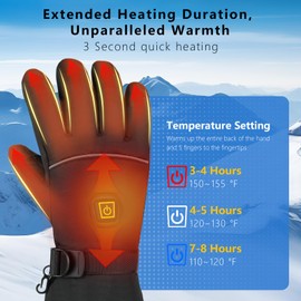 Rechargeable Heated Gloves for Men Women with Touch-Screen Compatible Waterproof, Heated Glove Liners for Riding Skiing Ice Fishing Hunting Cycling Walking The Dog and for Raynaud's and Arthritis