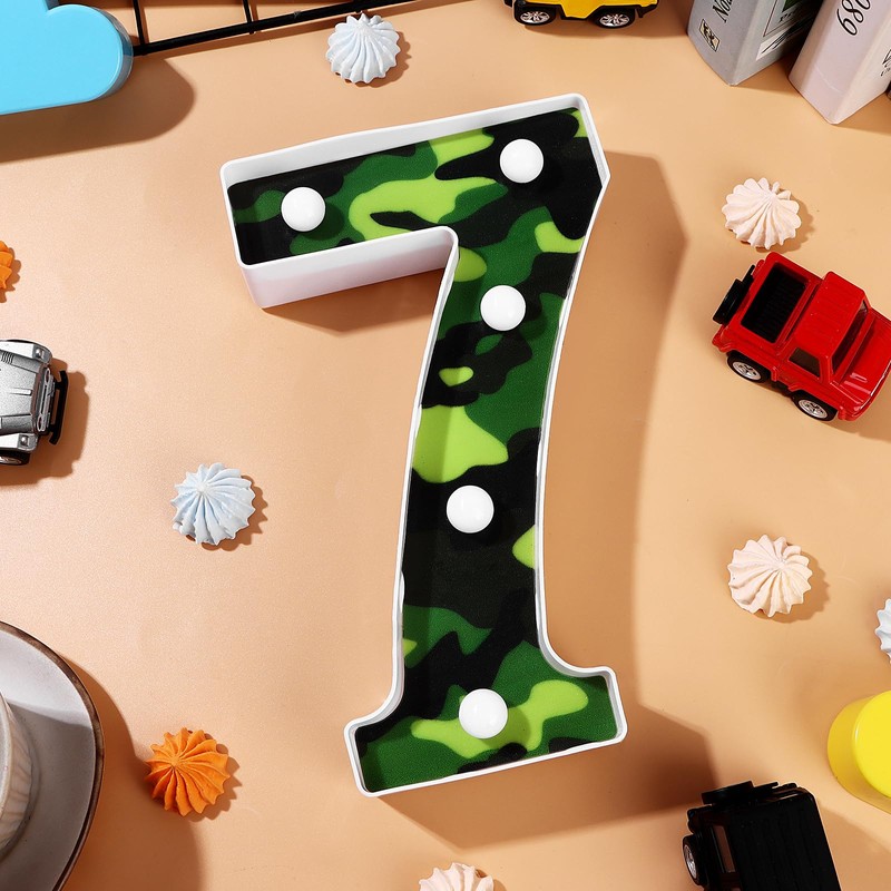 Army Birthday Party Decorations Camo Light UP Numbers Decor Camo