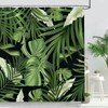 Bonhause Tropical Leaves Shower Curtain for Bathroom Green Palm Leaf