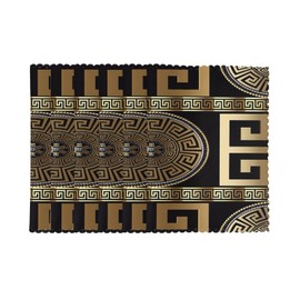 Retro Black Gold Greek Key Meander Luxury Placemats for Dining Table Set of 6,Four Seasons Kitchen Dining Table Decoration for Indoor Party Home 12x18 inch