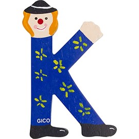 Wooden Letters Name Children's Room Large Decoration for the Door, Funny Clowns, A-Z, Height Approx. 9 cm, Wooden Letter 7361 (K)