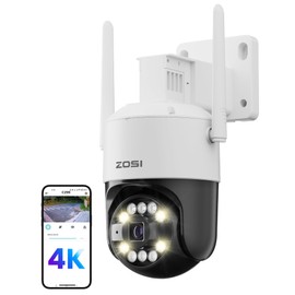 ZOSI 4K Wi-Fi 6 Outdoor Surveillance Camera with 360° Pan & Tilt, 2.4 GHz WLAN Camera with AI People/Vehicle/Pet Detection, Colour Night Vision, C296B