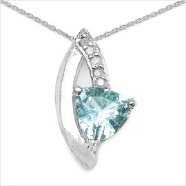Schmuck-Schmidt -0.53ct Blue Topaz 5 Diamond Necklace