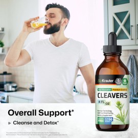 BIO KRAUTER Cleavers Tincture - Cleavers Herb Liquid Extract - Natural Detox - Alcohol and Sugar Free - Vegan Extract 4 Fl.Oz.