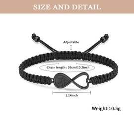 Infinity Urn Bracelet for Ashes for Dog Cat Heart Paw Print Cremation Jewelry Adjustable Braided Rope Bangle Keepsake Memorial Gift for Women Men