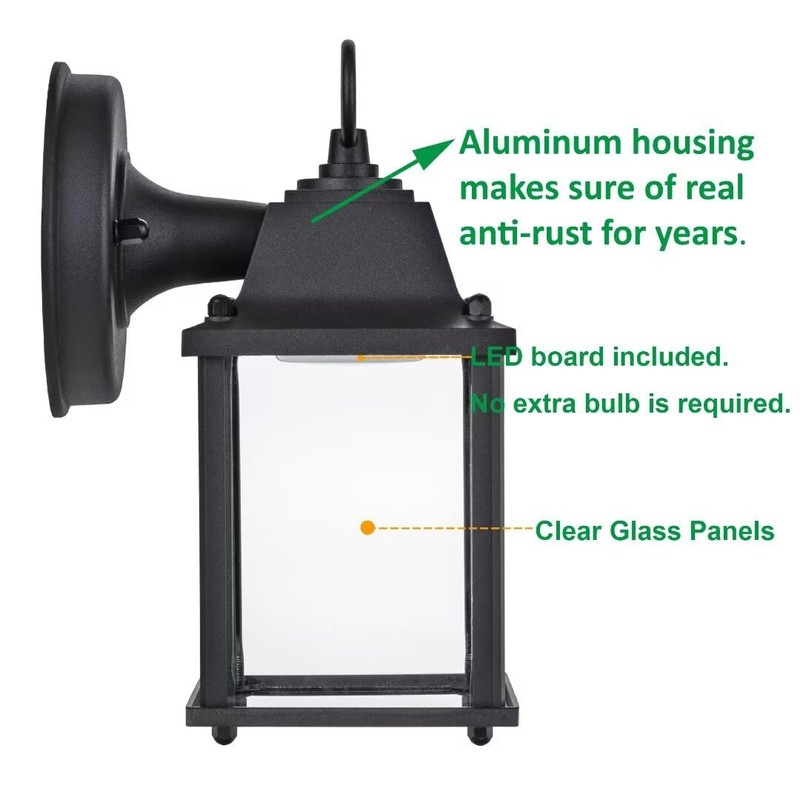 LIT-PaTH Outdoor LED Wall Lantern, Wall Sconce as Porch Lighting