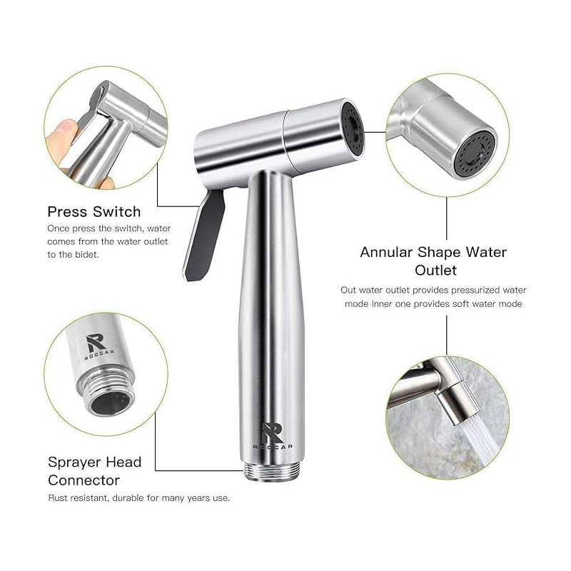 FLYTENG Handheld Bidet Sprayer Set, Stainless Steel Toilet Attachment, Complete