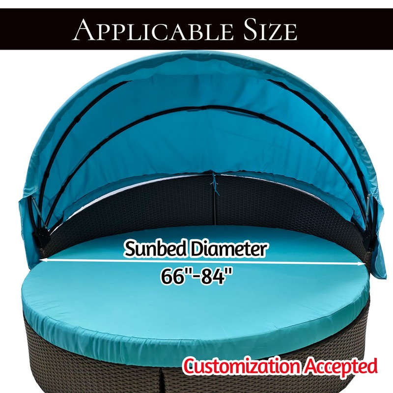 TQ369SM 84" Round Daybed Canopy Replacement Fabric, Patio Rattan Wicker