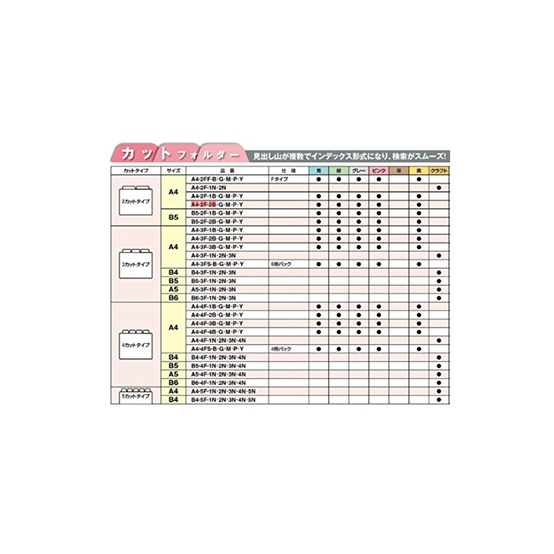 Kokuyo A4-2F-2Y 1/2 Cut Folder, Second Heading, A4, Yellow