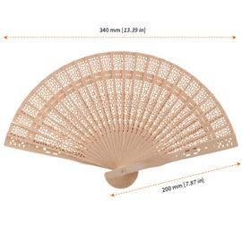 HOZEON 70 PCS 8 Inch Sandalwood Fan, Wooden Handheld Folding Fans, Chinese Foldable Hand Fan Vintage Openwork Wood Fan for Wedding, Party, Decoration, Gifts